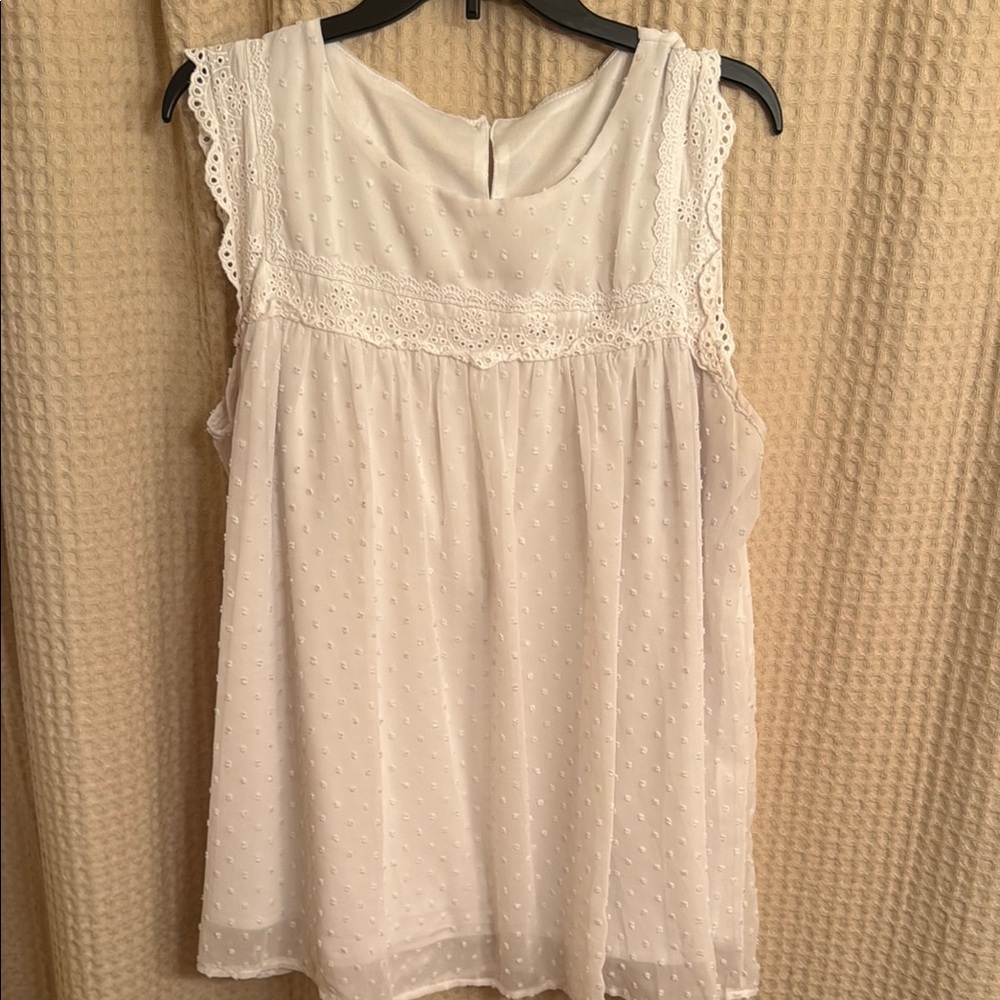 White Relaxed Ruffled Tank Top